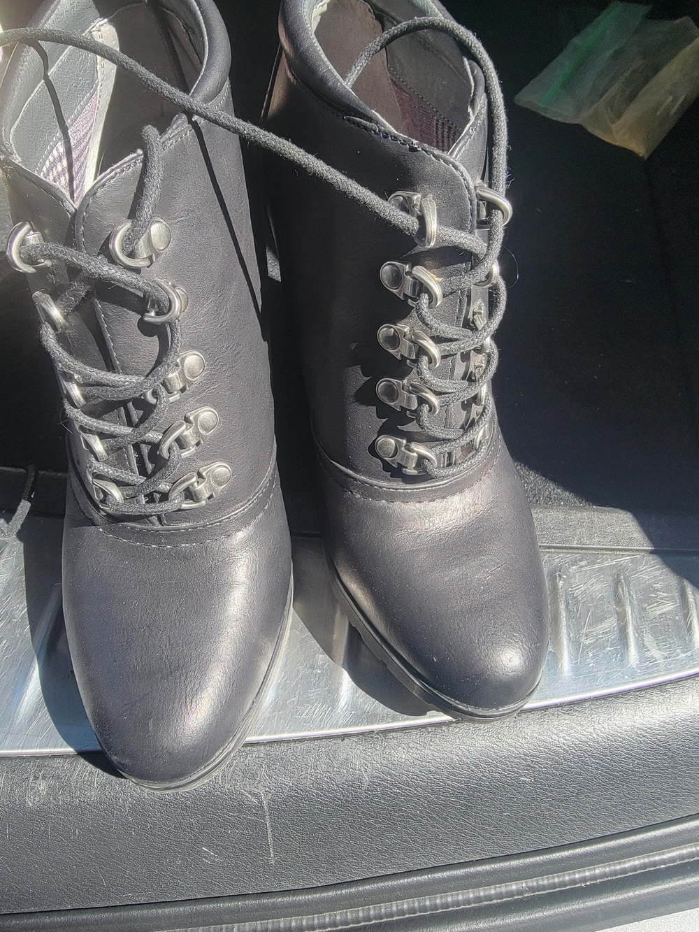 White Mountain Black Lace-Up Ankle Boots for Women